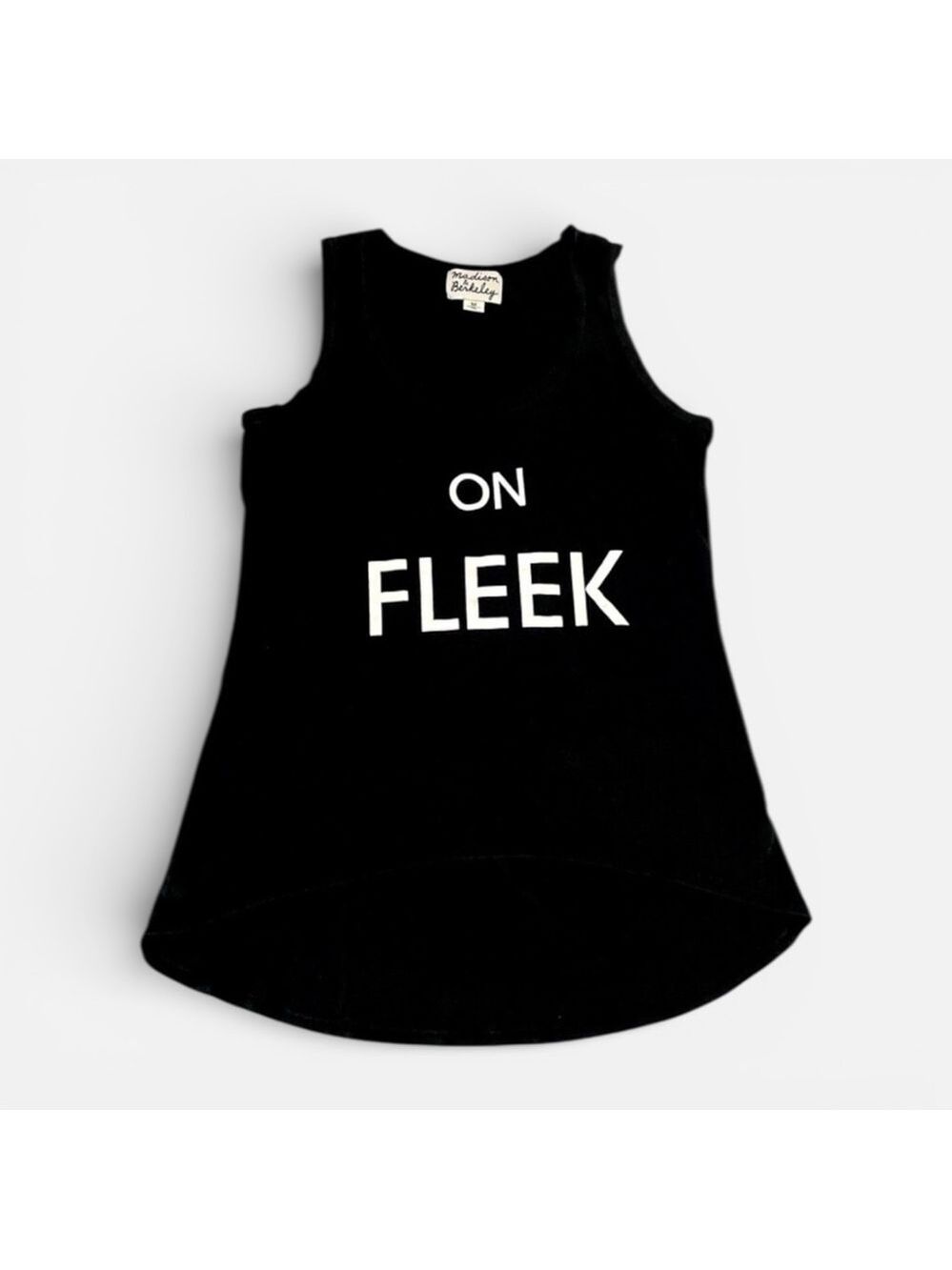 MADISON & BERKELEY Women’s Graphic Tank Top ON FLEEK Black Sleeveless Size Med